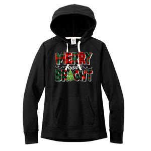 Christmas Merry And Bright Red And Green Patterns Women's Fleece Hoodie