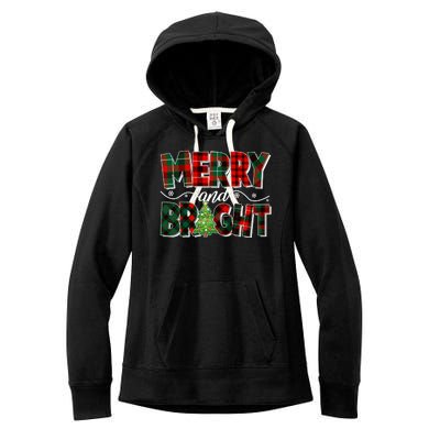 Christmas Merry And Bright Red And Green Patterns Women's Fleece Hoodie