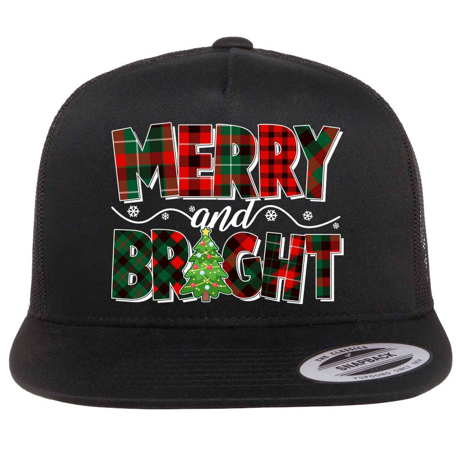 Christmas Merry And Bright Red And Green Patterns Flatbill Hat