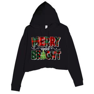 Christmas Merry And Bright Red And Green Patterns Crop Fleece Hoodie