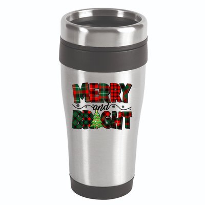 Christmas Merry And Bright Red And Green Patterns 16oz Travel Tumbler