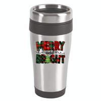 Christmas Merry And Bright Red And Green Patterns 16oz Travel Tumbler