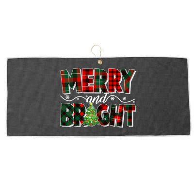 Christmas Merry And Bright Red And Green Patterns Large Microfiber Waffle Golf Towel