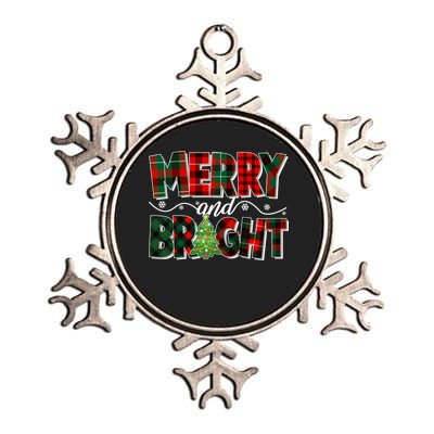 Christmas Merry And Bright Red And Green Patterns Metallic Star Ornament