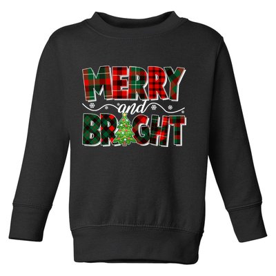 Christmas Merry And Bright Red And Green Patterns Toddler Sweatshirt