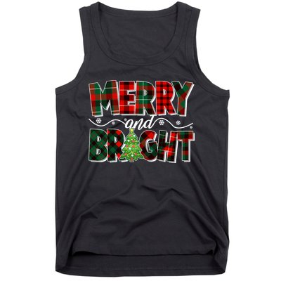 Christmas Merry And Bright Red And Green Patterns Tank Top