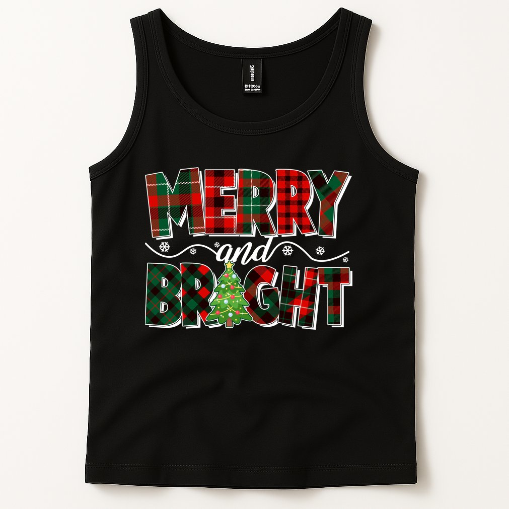 Christmas Merry And Bright Red And Green Patterns Tank Top