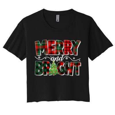Christmas Merry And Bright Red And Green Patterns Crop Top