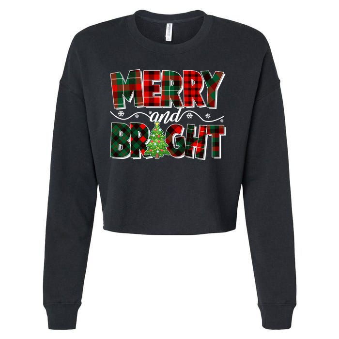 Christmas Merry And Bright Red And Green Patterns Cropped Pullover Crew