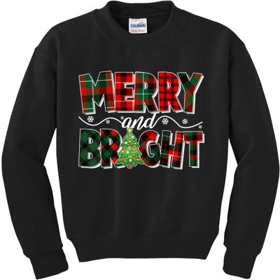 Christmas Merry And Bright Red And Green Patterns Kids Sweatshirt