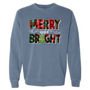 Christmas Merry And Bright Red And Green Patterns Garment-Dyed Sweatshirt