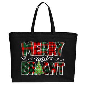 Christmas Merry And Bright Red And Green Patterns Cotton Canvas Jumbo Tote