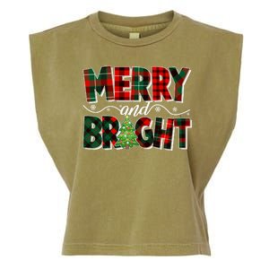 Christmas Merry And Bright Red And Green Patterns Garment-Dyed Women's Muscle Tee