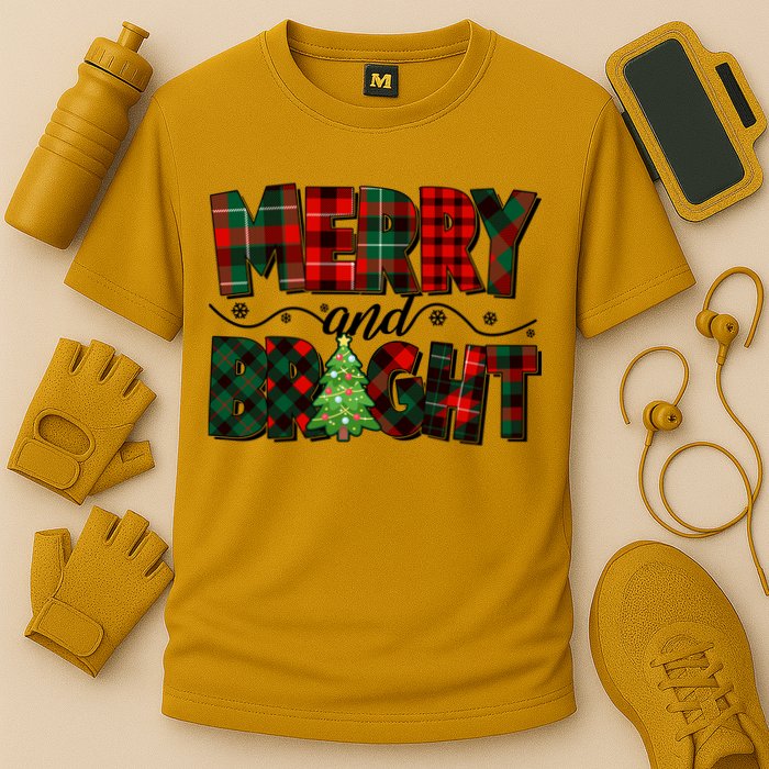 Christmas Merry And Bright Red And Green Patterns Performance Shirt