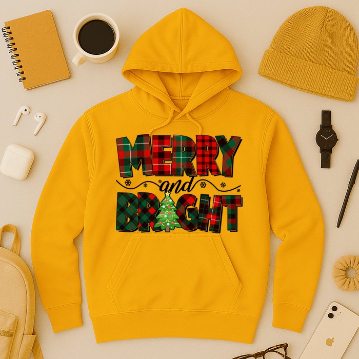 Christmas Merry And Bright Red And Green Patterns Hoodie
