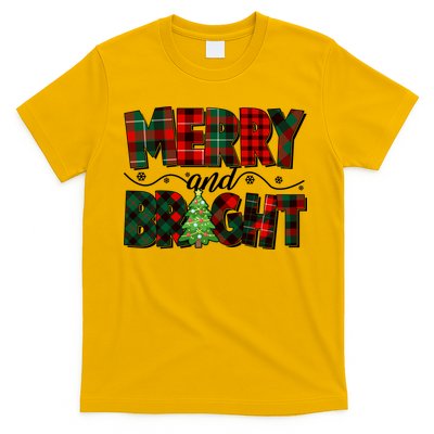 Christmas Merry And Bright Red And Green Patterns T-Shirt