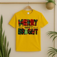 Christmas Merry And Bright Red And Green Patterns T-Shirt