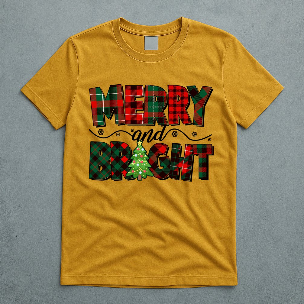 Christmas Merry And Bright Red And Green Patterns T-Shirt