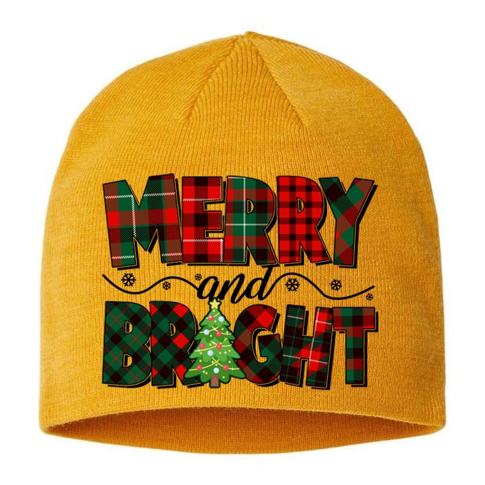 Christmas Merry And Bright Red And Green Patterns Sustainable Beanie