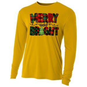 Christmas Merry And Bright Red And Green Patterns Cooling Performance Long Sleeve Crew