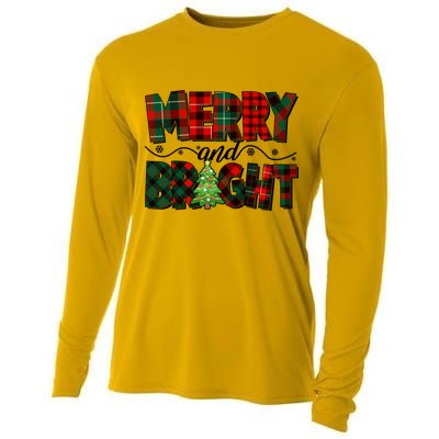 Christmas Merry And Bright Red And Green Patterns Cooling Performance Long Sleeve Crew