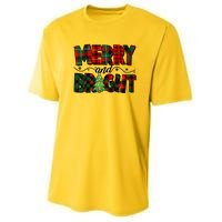 Christmas Merry And Bright Red And Green Patterns Youth Performance Sprint T-Shirt