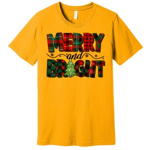 Christmas Merry And Bright Red And Green Patterns Premium T-Shirt