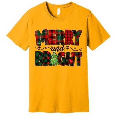 Christmas Merry And Bright Red And Green Patterns Premium T-Shirt