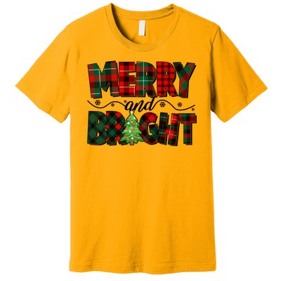 Christmas Merry And Bright Red And Green Patterns Premium T-Shirt