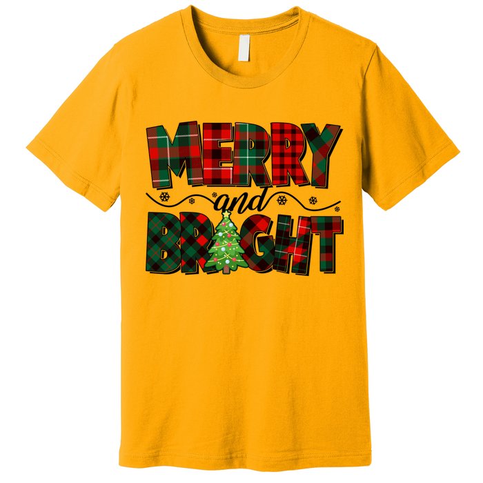 Christmas Merry And Bright Red And Green Patterns Premium T-Shirt