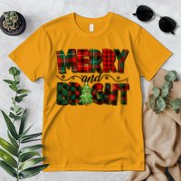 Christmas Merry And Bright Red And Green Patterns Premium T-Shirt