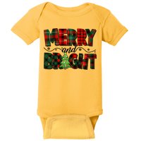 Christmas Merry And Bright Red And Green Patterns Baby Bodysuit