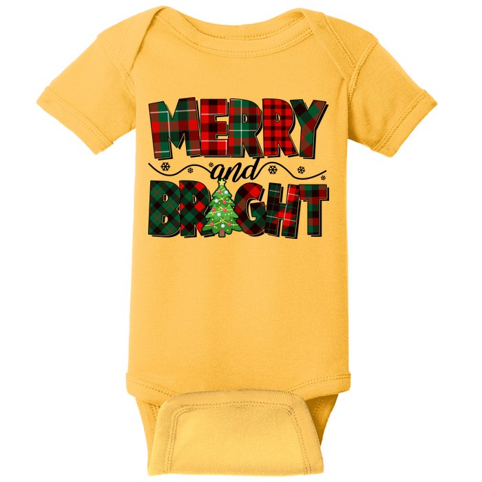Christmas Merry And Bright Red And Green Patterns Baby Bodysuit