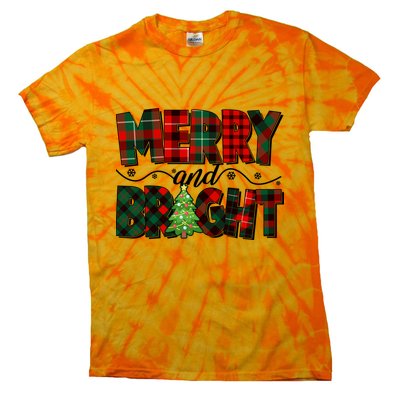 Christmas Merry And Bright Red And Green Patterns Tie-Dye T-Shirt