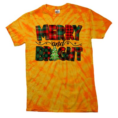 Christmas Merry And Bright Red And Green Patterns Tie-Dye T-Shirt