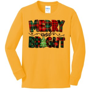 Christmas Merry And Bright Red And Green Patterns Kids Long Sleeve Shirt