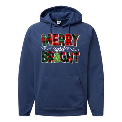 Christmas Merry And Bright Red And Green Patterns Performance Fleece Hoodie