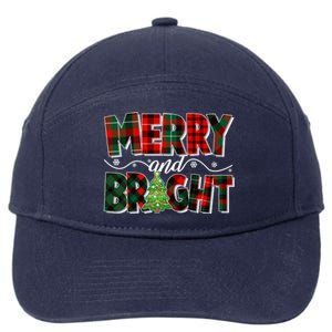 Christmas Merry And Bright Red And Green Patterns 7-Panel Snapback Hat