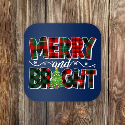 Christmas Merry And Bright Red And Green Patterns Coaster