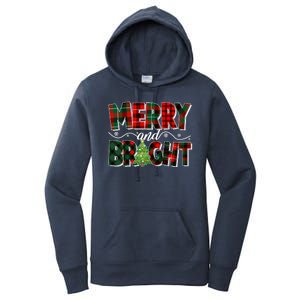 Christmas Merry And Bright Red And Green Patterns Women's Pullover Hoodie