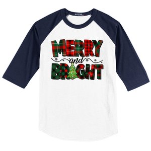 Christmas Merry And Bright Red And Green Patterns Baseball Sleeve Shirt