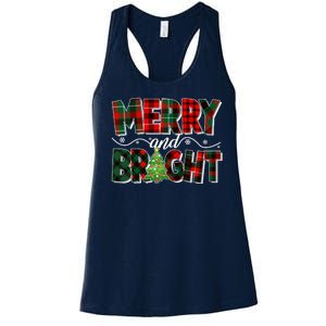 Christmas Merry And Bright Red And Green Patterns Women's Racerback Tank