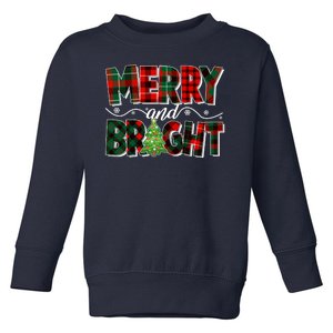 Christmas Merry And Bright Red And Green Patterns Toddler Sweatshirt