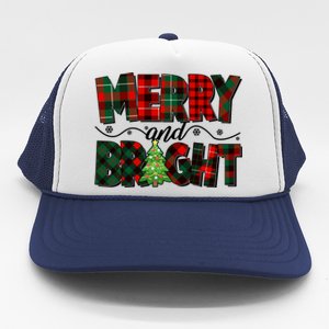 Christmas Merry And Bright Red And Green Patterns Trucker Hat