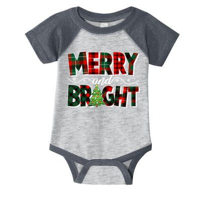 Christmas Merry And Bright Red And Green Patterns Infant Baby Jersey Bodysuit