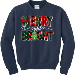 Christmas Merry And Bright Red And Green Patterns Kids Sweatshirt