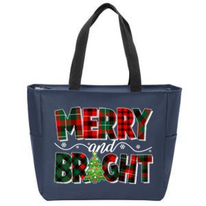 Christmas Merry And Bright Red And Green Patterns Zip Tote Bag