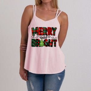 Christmas Merry And Bright Red And Green Patterns Women's Strappy Tank