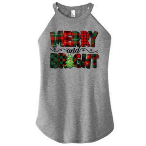 Christmas Merry And Bright Red And Green Patterns Women's Perfect Tri Rocker Tank