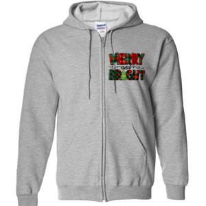 Christmas Merry And Bright Red And Green Patterns Full Zip Hoodie